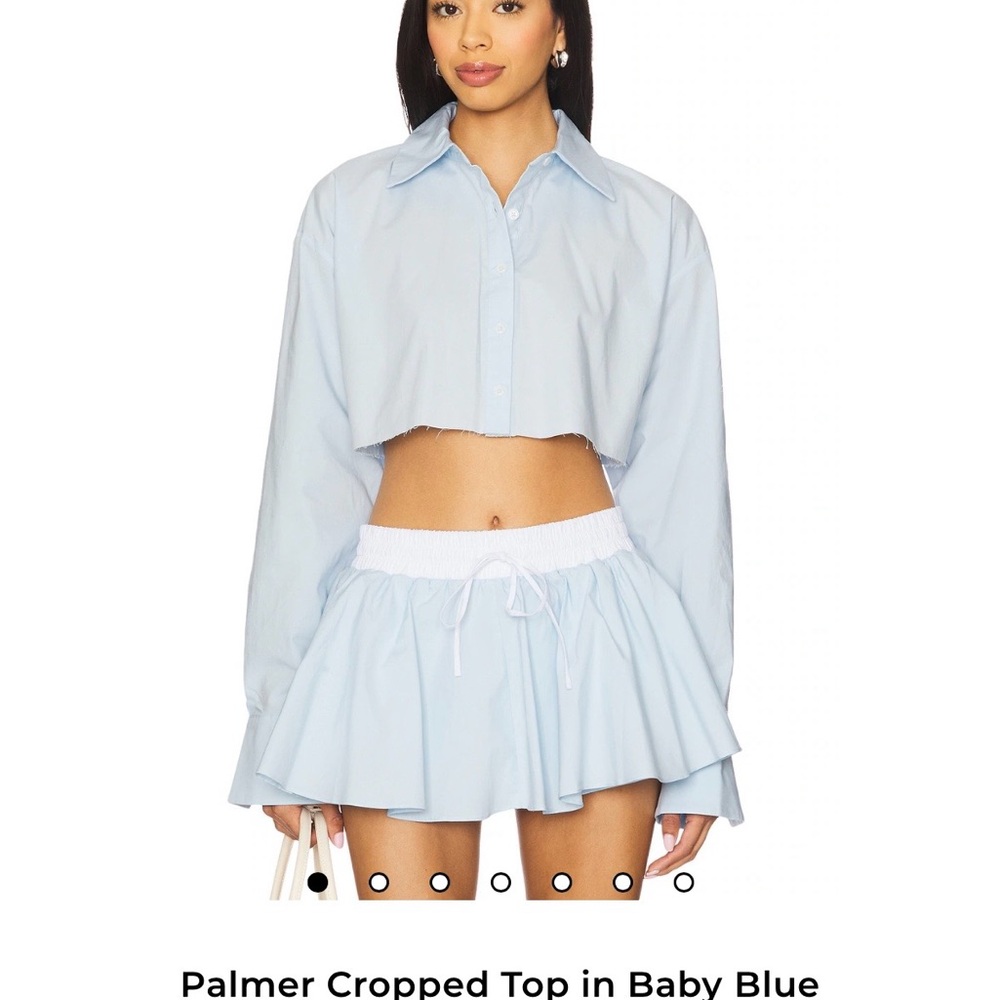 Lovers + Friends Baby Blue Cropped Top and Skirt Set